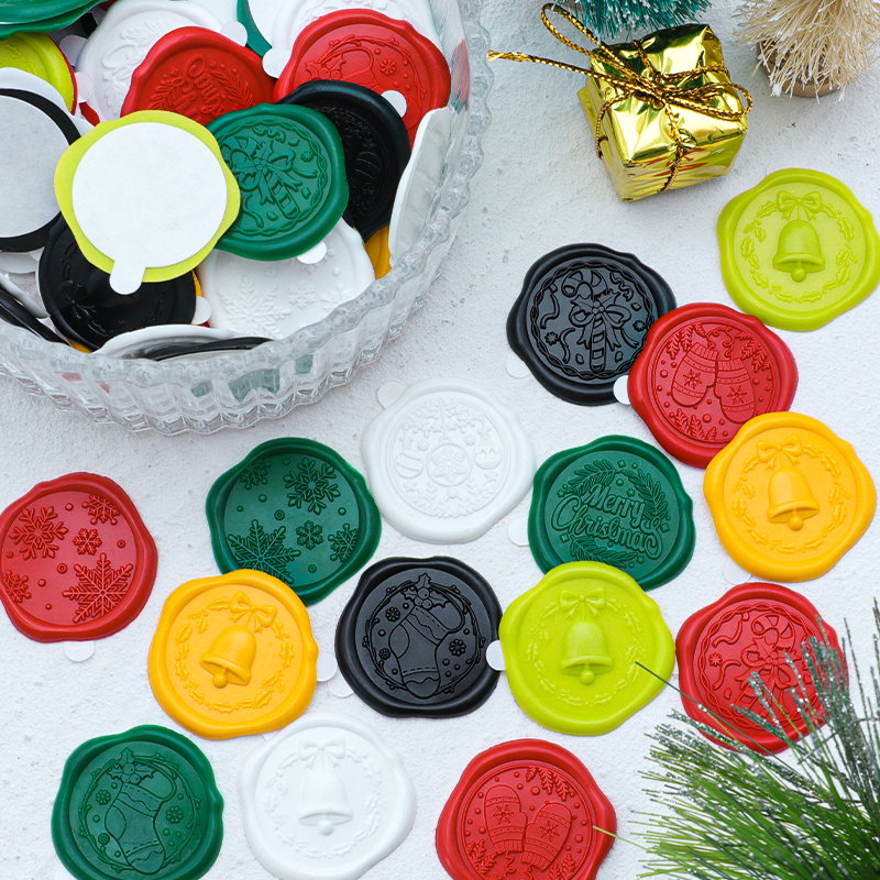 现货火漆蜡标成品圣诞图案贴纸diy手账请柬装饰火漆印章贴纸便宜