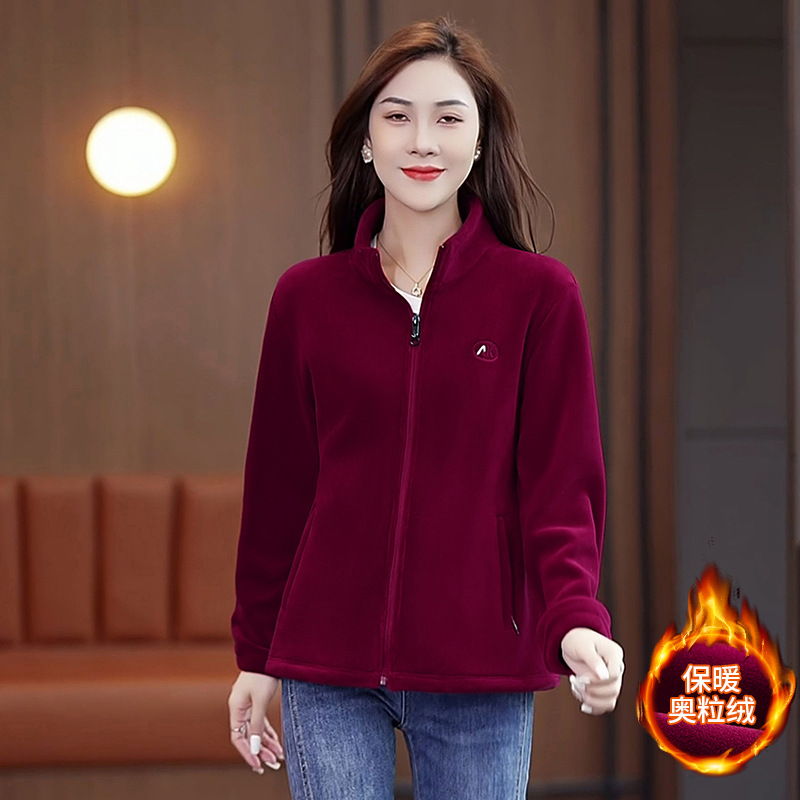 品牌冬季外套女加绒加厚抓绒衣年新款休闲卫衣女士摇粒绒内胆上衣