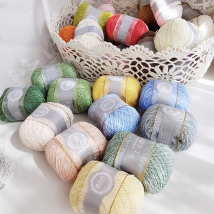 纷颜8号亚麻蕾丝线手绕线团50g团装 微钩梭编手鞠刺绣发夹骨性绣线