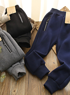 男童裤子加绒加厚一体绒运动裤外贸童装秋冬儿童长裤薄绒中大童M