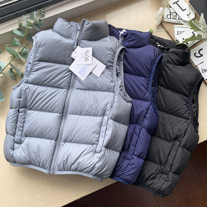 日系简约羽绒马甲男童外贸冬装厚