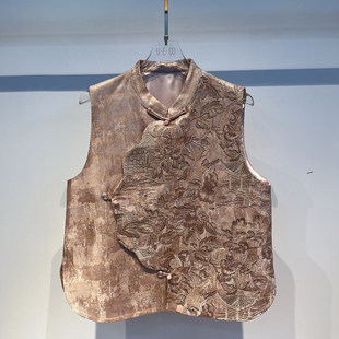 2026春装新款国风立领斜襟盘扣重工刺绣国风百搭马甲坎肩女潮