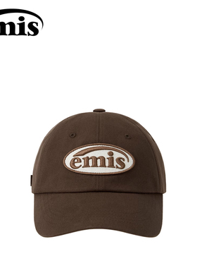 韩国emis帽子休闲软顶美拉德鸭舌帽同色系彩色棒球帽可乐标棕色
