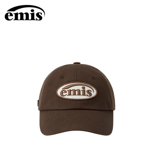 韩国emis帽子休闲软顶美拉德鸭舌帽同色系彩色棒球帽可乐标棕色