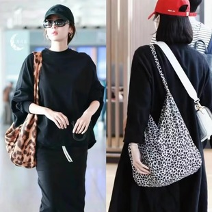 韩国emis包包女帆布包大豹纹百搭布袋大容量时尚潮牌通勤高级感