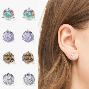 ks Brilliant Statements Tri Prong Studs璀璨三叉耳钉耳环饰品