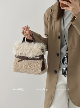ONER DAY 落雪无声 冬季毛毛托特包包女包2026新款手提单肩斜挎包