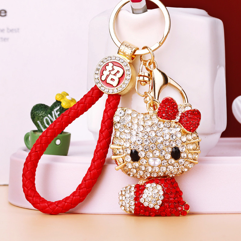 满钻kitty猫汽车钥匙扣女ins包挂件钥匙链圈礼品精致可爱创意韩国
