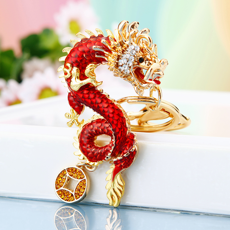 中国龙汽车钥匙扣金属生肖包挂件