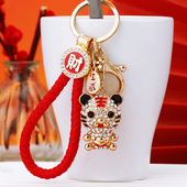 招财生肖老虎汽车钥匙扣女网红包挂件钥匙链圈镶钻创意礼品 财