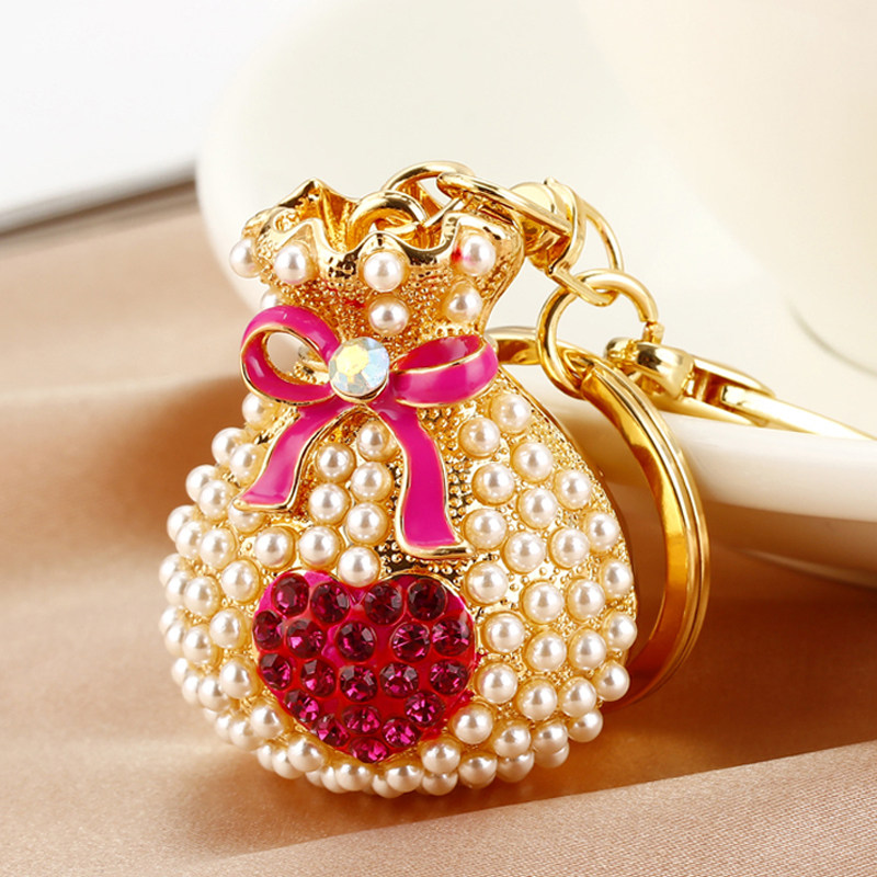 精致水钻爱心福袋汽车钥匙扣女网红可爱创意韩包挂件钥匙链圈礼品,节庆用品/礼品,钥匙扣,淘宝优惠券,粉丝福利购,淘宝优惠卷