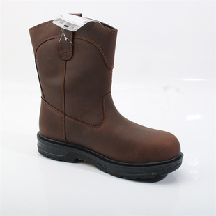 男靴头层牛皮套筒马靴防砸耐磨工作劳保鞋 户外防水钢头美式 工装