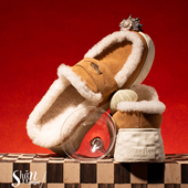 ShānRen增高8.0CM 外穿内增高厚度毛毛鞋 羊羔毛包头拖鞋 女秋冬季