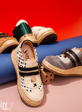 ShānRen原创小众款 内增高厚底德比鞋女休闲鞋女单鞋德训鞋波点