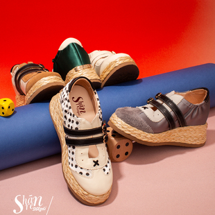 ShānRen原创小众款 内增高厚底德比鞋女休闲鞋女单鞋德训鞋波点