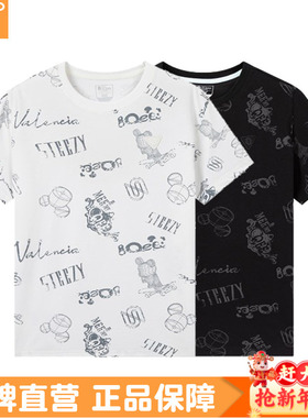 361度男士运动T恤棉质2025秋季新品印花舒适透气圆领短袖衫9009A