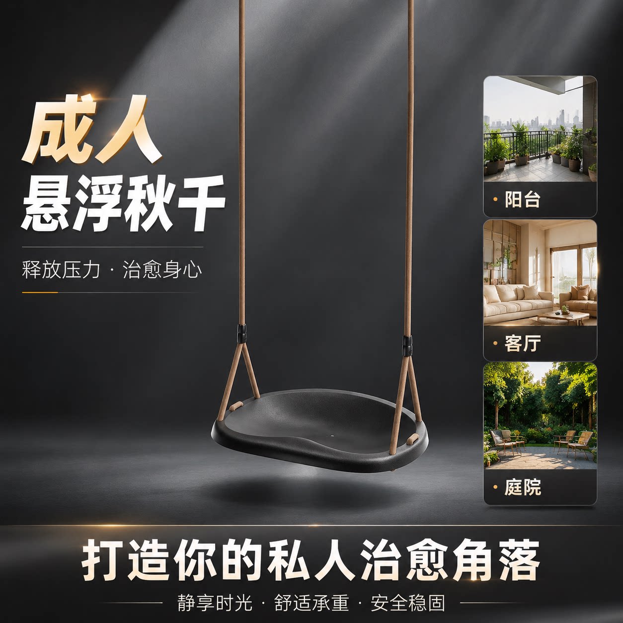 绳网部落儿童成人秋千图片