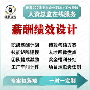 人力资源HR专职咨询可定制职级薪酬设计绩效考核方案营销提成激励