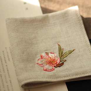桃花朵朵开 |刺绣女士随身手帕全棉双层手绢生日礼物 吸汗小方巾