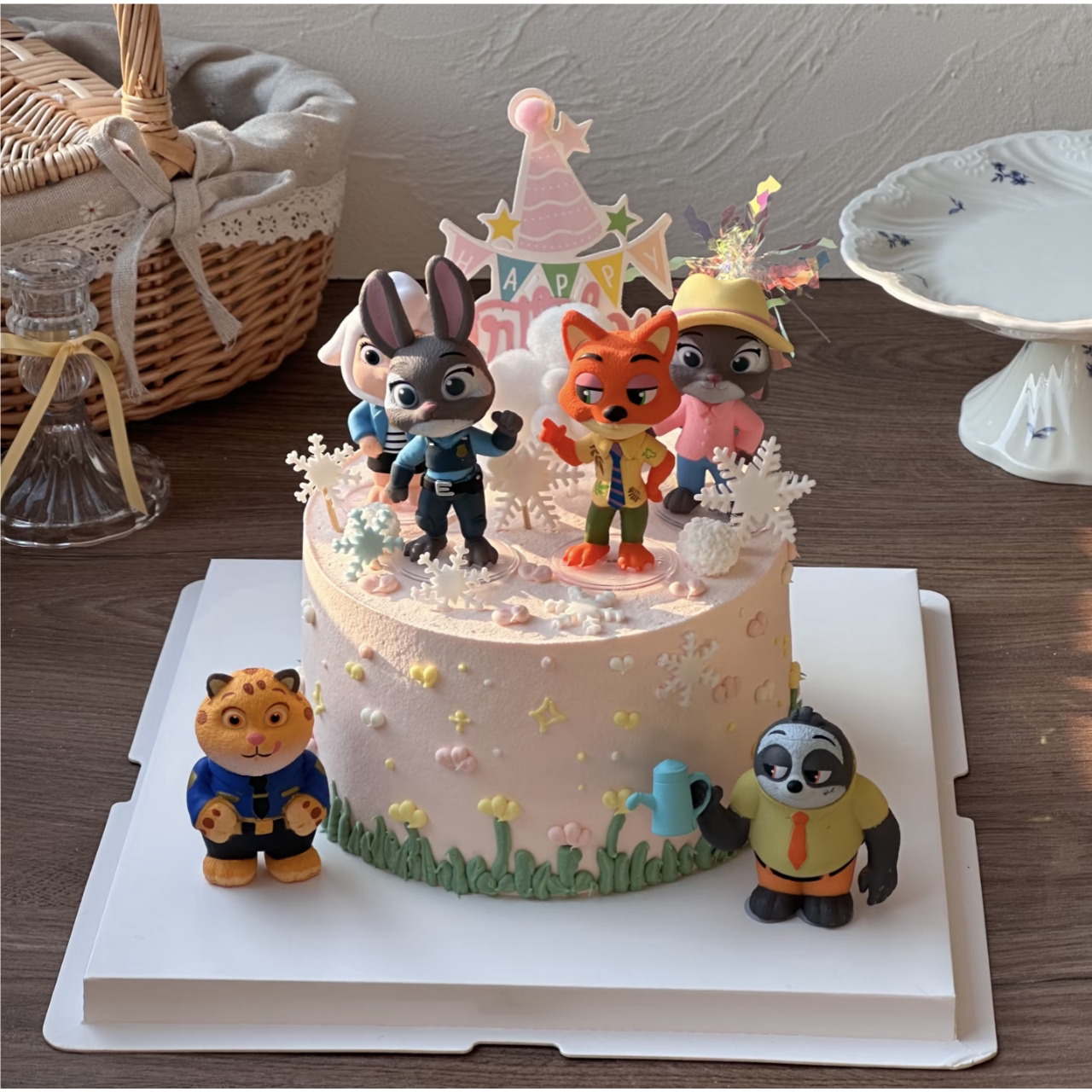 卡通儿童疯狂动物城生日蛋糕装饰摆件兔警长朱迪尼克手办公仔玩具