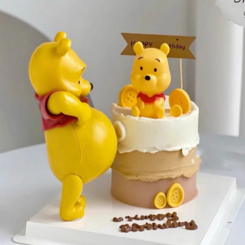 大肚子维尼小熊蛋糕装饰摆件烘焙老婆辛苦了怀孕孕妇生日烘焙摆件