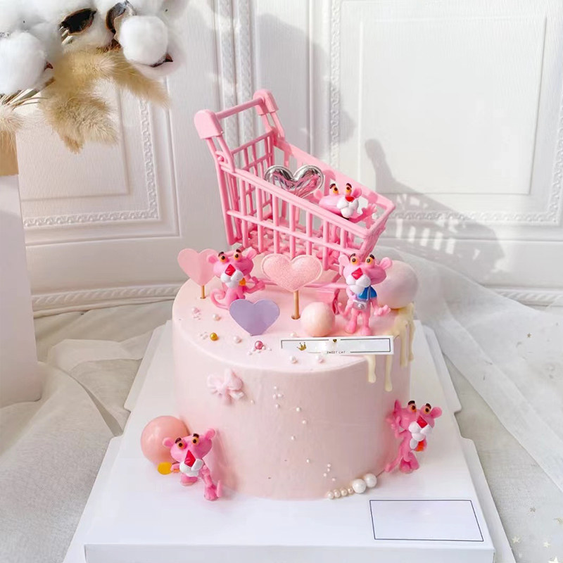 粉豹蛋糕装饰摆件少女心粉色系女宝宝购物车生日派对烘焙配件,节庆用品/礼品,节日装扮用品,淘宝优惠券,粉丝福利购,淘宝优惠卷