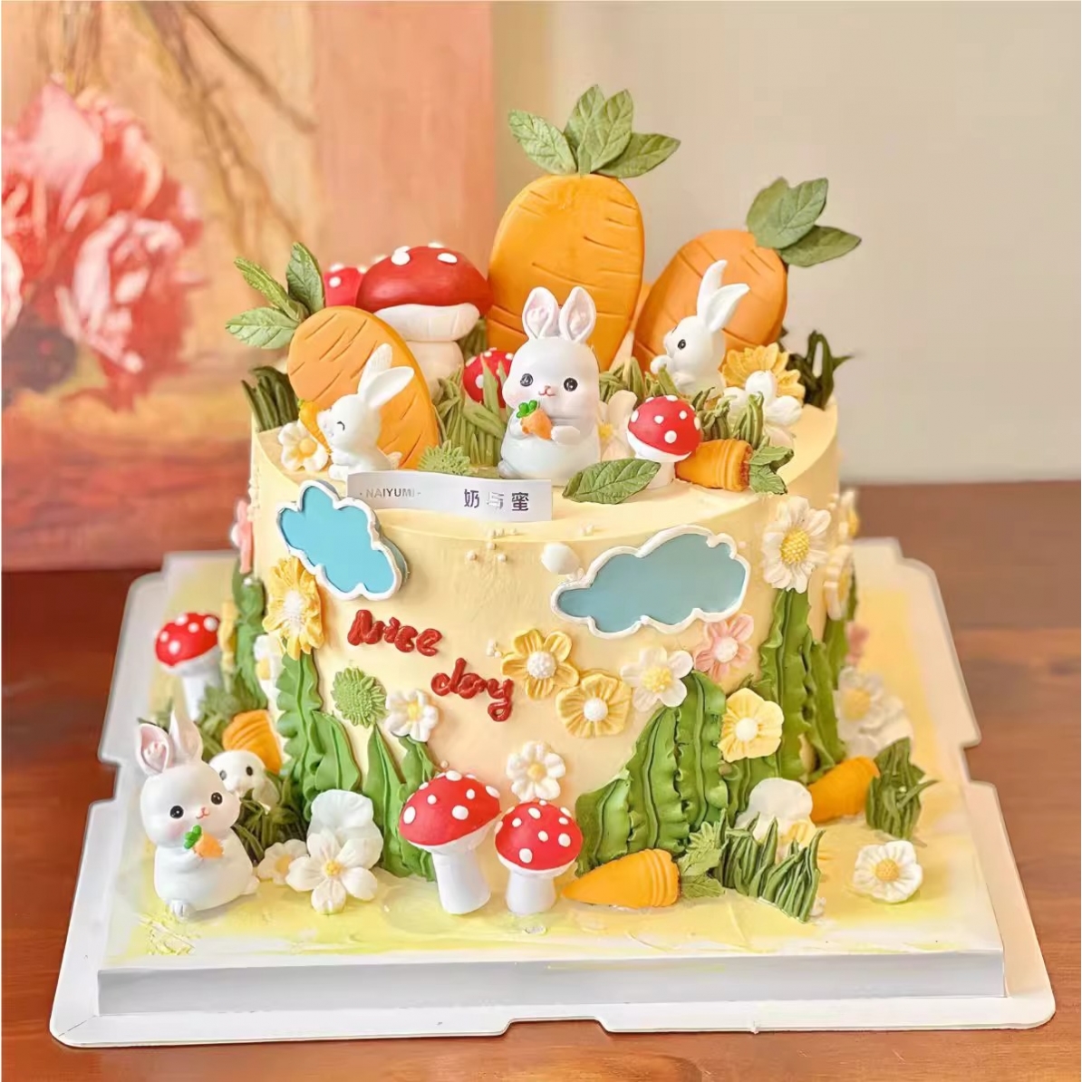 网红森系可爱小兔子胡萝卜蘑菇竹