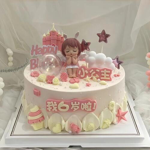 安妮天使宝贝女孩蛋糕装饰品网红可爱萌系儿童生日烘焙插件摆件m