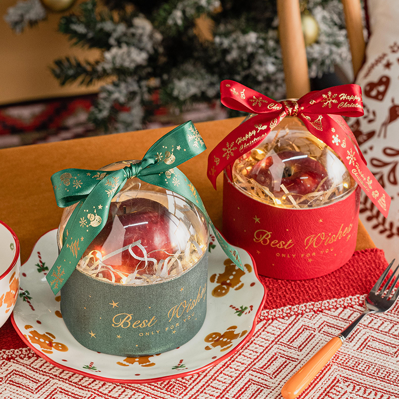 圣诞节新年网红抱抱桶节日丝带半球蛋糕盒包装甜品派对装扮礼盒
