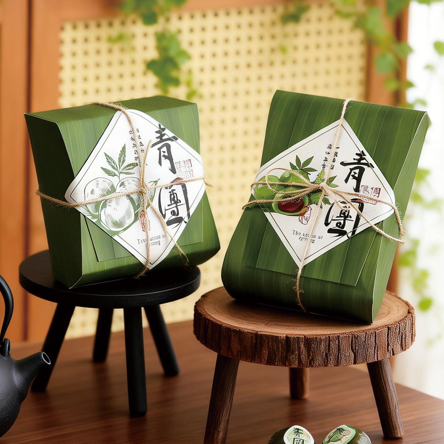 4/6粒青团包装盒清明果子艾草绿豆糕点打包盒冰糕烘焙粽叶礼盒子