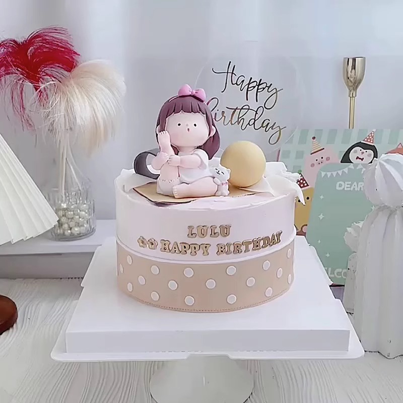 可爱瑜伽小胖妹蛋糕装饰