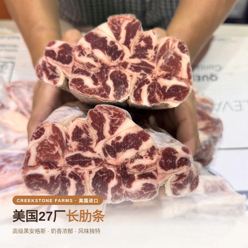美国27厂进口长肋条高品质牛肉奶香黑安格斯谷饲牛肋条烧鸟商用