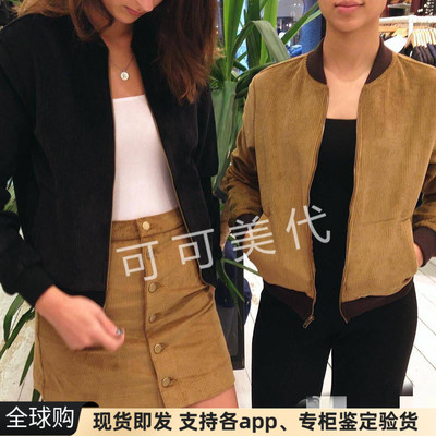 现货美国灯芯绒夹克棒球外套