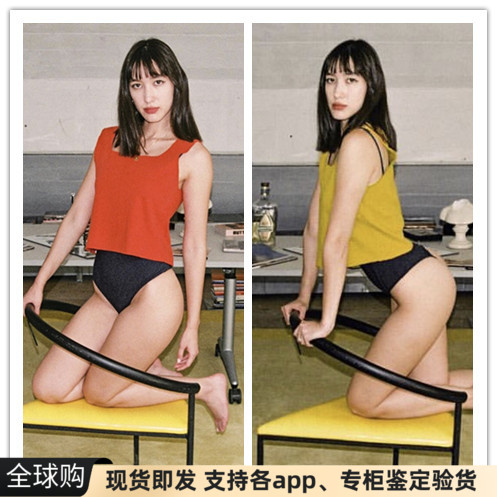 美国代购美产AA LA APPAREL潮ins法式优雅小方领针织棉打底背心