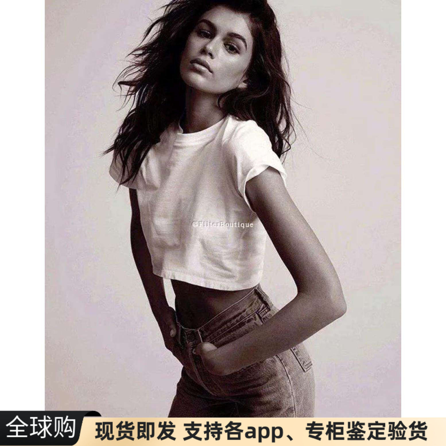 正品AA美国制La apparel潮ins纯棉宽松纯色打底短款短袖t恤罩衫女