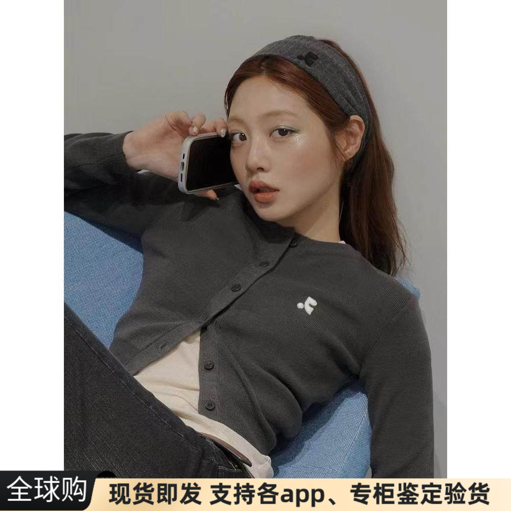 韩国RR羊毛圆领开衫短款纯色