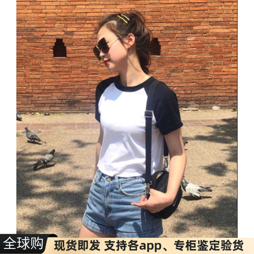 正品现货aa拼色圆领短袖t恤男女