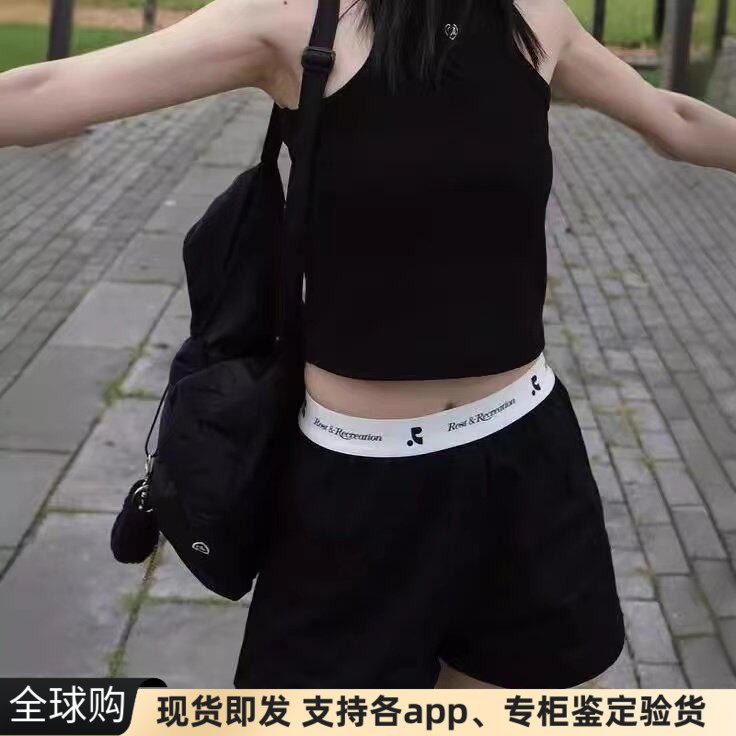 正品现货韩国RR Rest Recreation露牛筋腰带拼接棉质宽松打底短裤