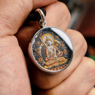 巴赫工作室虚空藏菩萨唐卡国家非遗手工铁翦金工艺吊坠男女项链圆