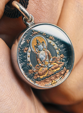 巴赫工作室大日如来唐卡国家非遗手工铁翦金工艺吊坠男女项链圆形