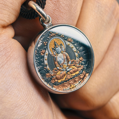 巴赫工作室非遗陨铁大日如来唐卡古法手工铁翦金工艺吊坠男女挂坠