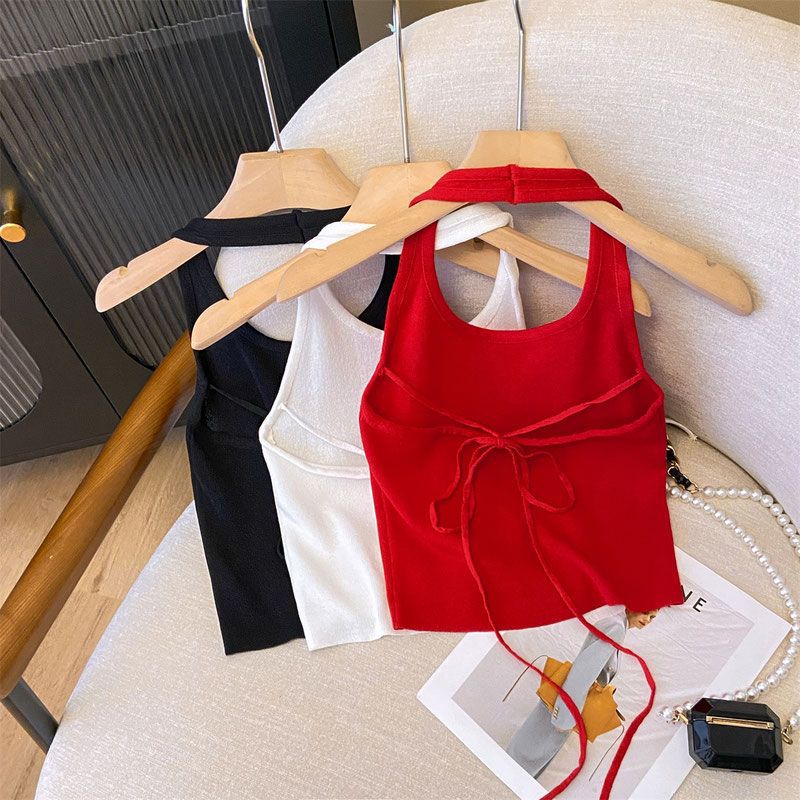 女宝美式甜辣绑带挂脖吊带女童夏图片