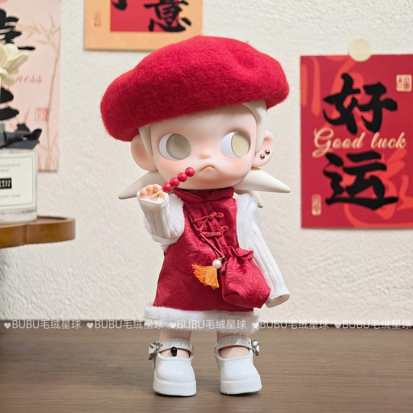 zsiga可动人偶二代娃衣嘎子姐姜饼人向阳之处衣服红色新年旗袍帽图片