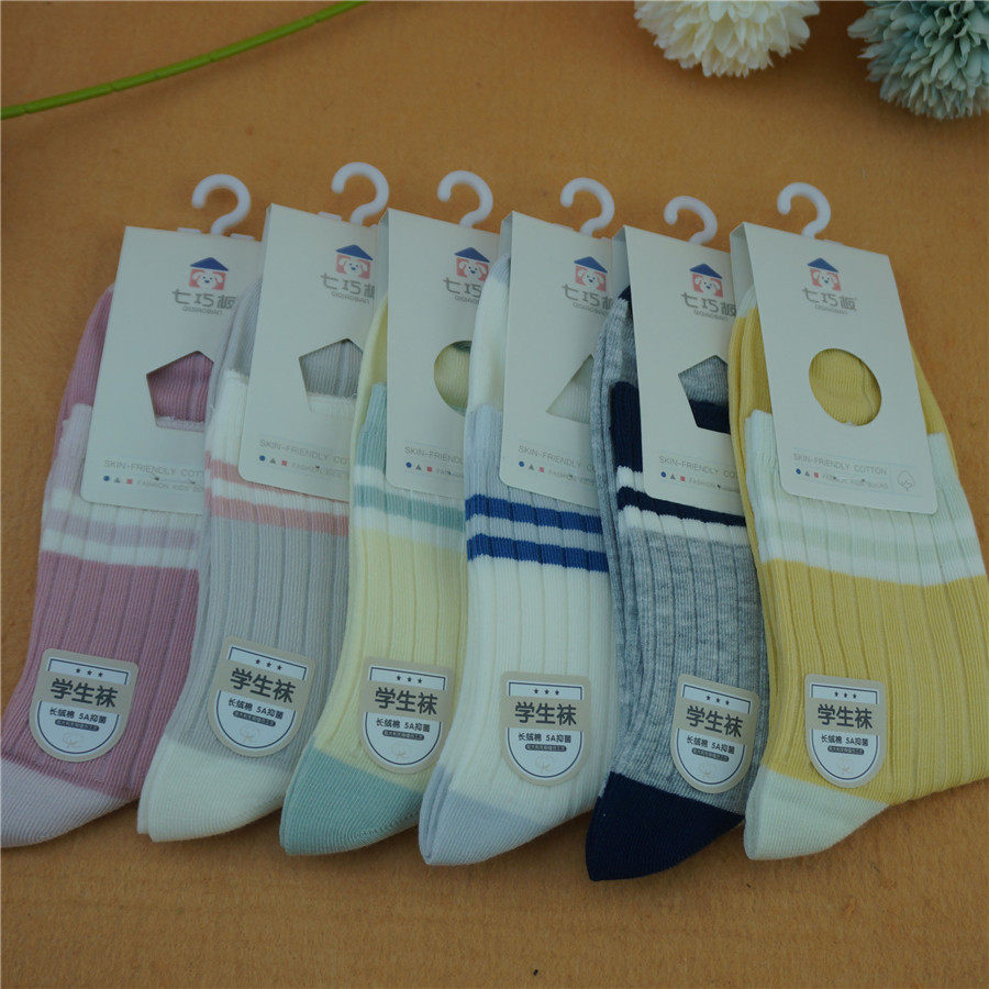 七巧板婴儿童袜棉袜儿童袜子春秋夏季薄棉中筒袜