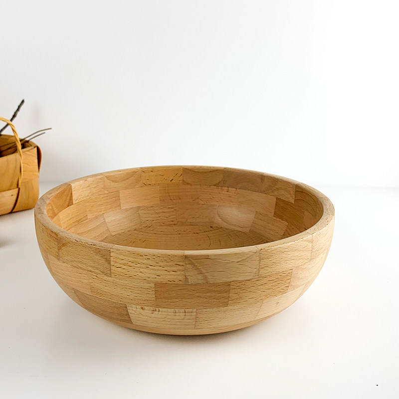 实木超大号木碗木盆木盘子火锅料碗蔬菜沙拉碗北欧创意餐具面膜盆