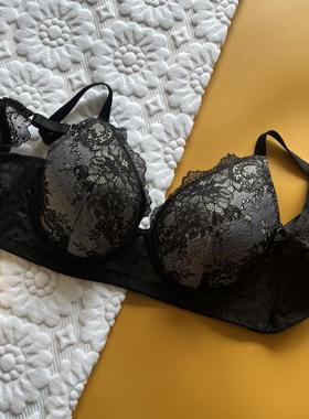 元单韩单无钢圈侧收聚拢托胸健康运动性感黑色文胸内衣 80CD 85AD