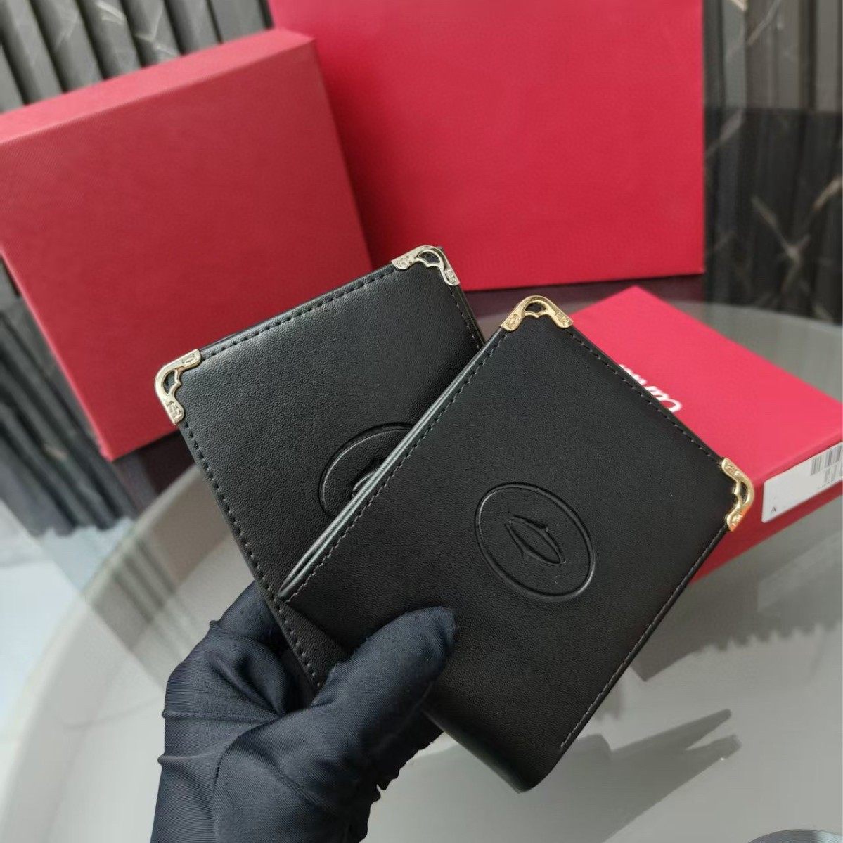 跨境外贸 卡家同款卡包男女士简约位证件收纳包商务送礼款双c压印