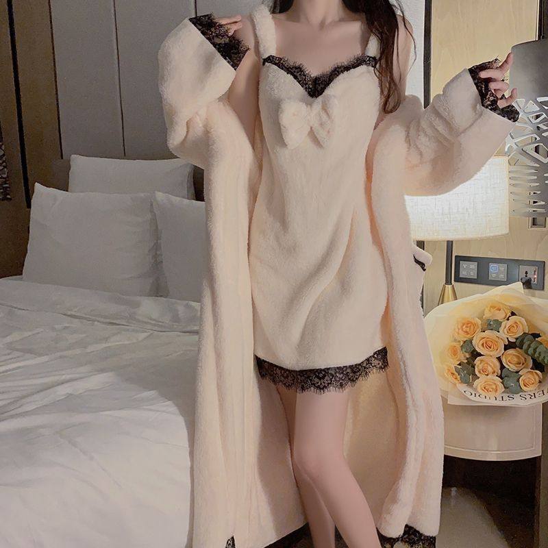 睡衣女秋冬新款外袍睡衣毛毛保暖性感蕾丝吊带睡裙浴袍家居服,女士内衣/男士内衣/家居服,睡袍/浴袍,淘宝优惠券,粉丝福利购,淘宝优惠卷