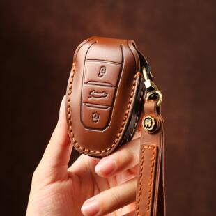 头层牛皮东风标致408钥匙套5008风行508L包2启辰3车4008雪铁龙c5x