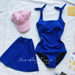 温泉度假泳装 沈梦辰明星同款 游泳衣女高级感连体小胸遮肚显瘦裙式